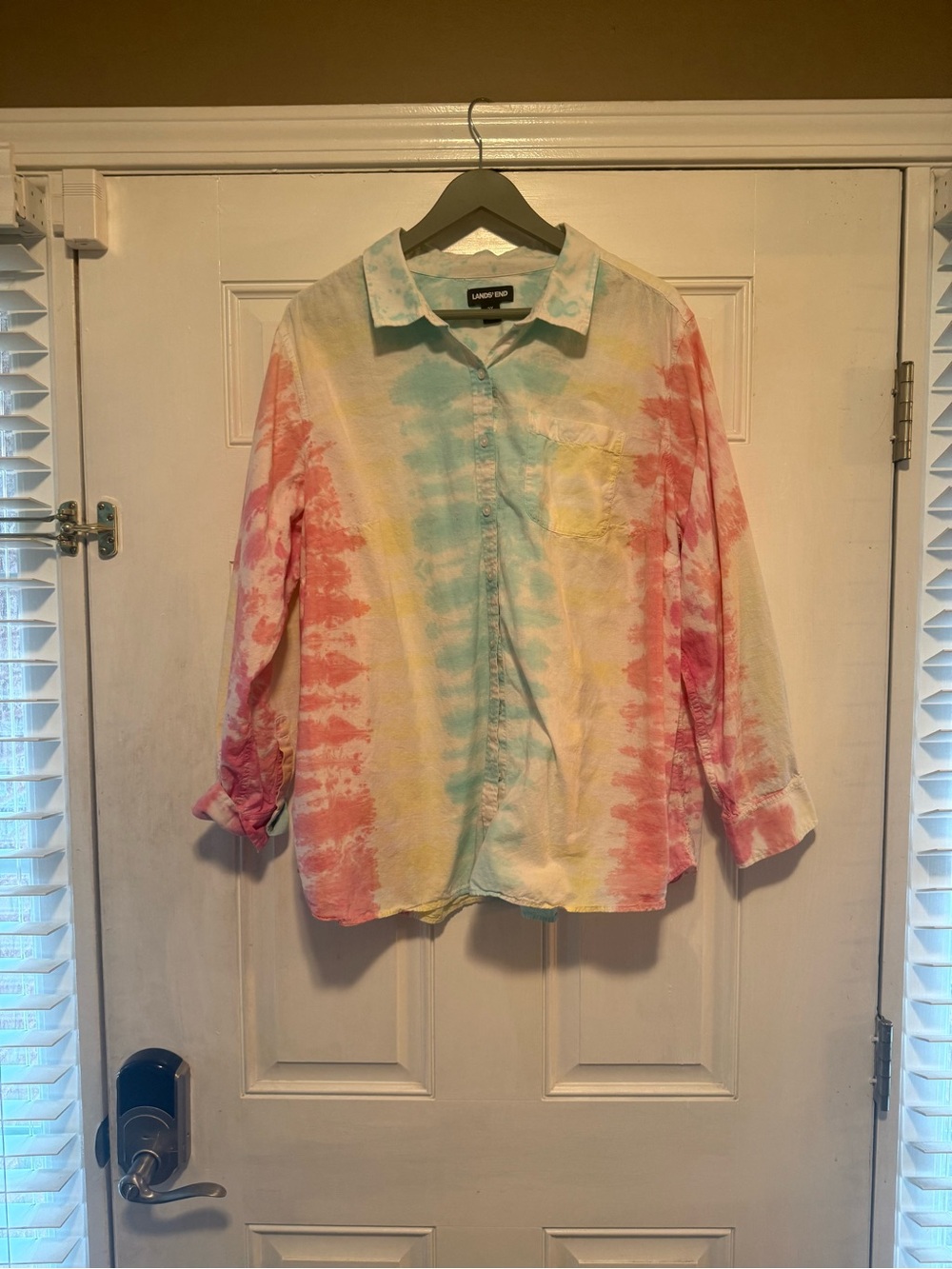 Lands' End Multicolor Tie-Dye Button-Up Shirt